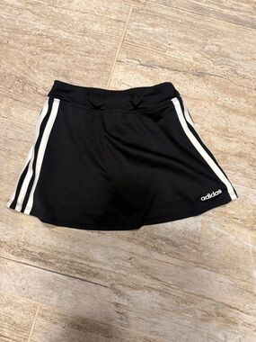 adidas Girls Black Athletic Skort with White Stripes